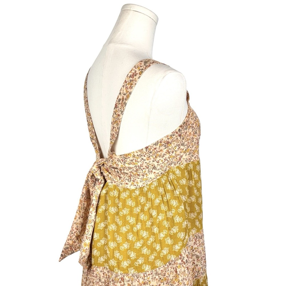 Madewell Mixed Print Tiered Midi Dress in Jaipur Floral Sz M Lined Tie Back - Picture 8 of 16